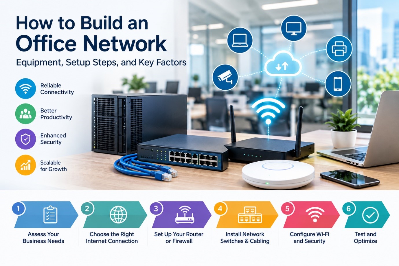 Office network setup and equipment