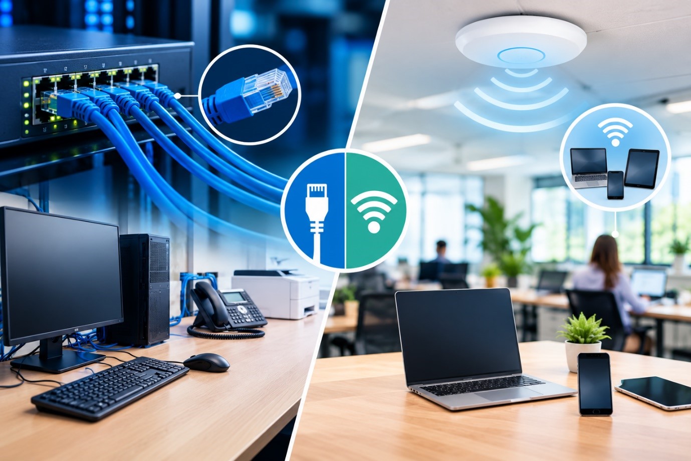 Wired and wireless office network comparison